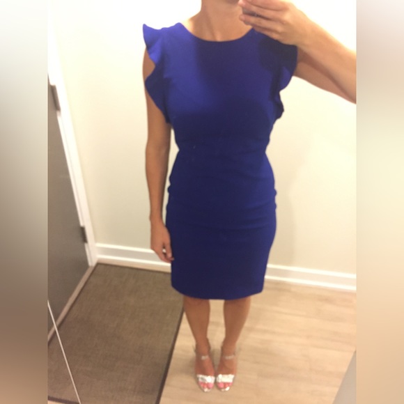 Calvin Klein fitted cocktail dress with cap sleeve - royal blue size 2 - Picture 6 of 6